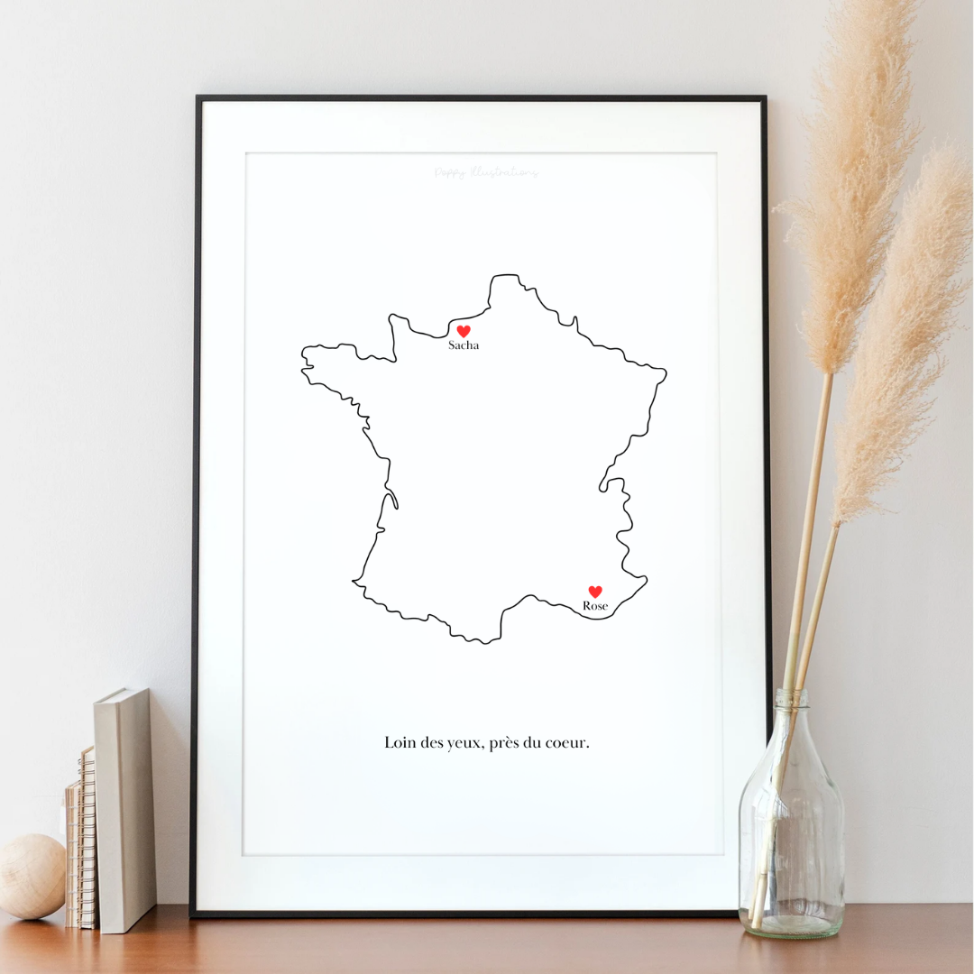 Illustration personnalisée - Loin des yeux, près du coeur