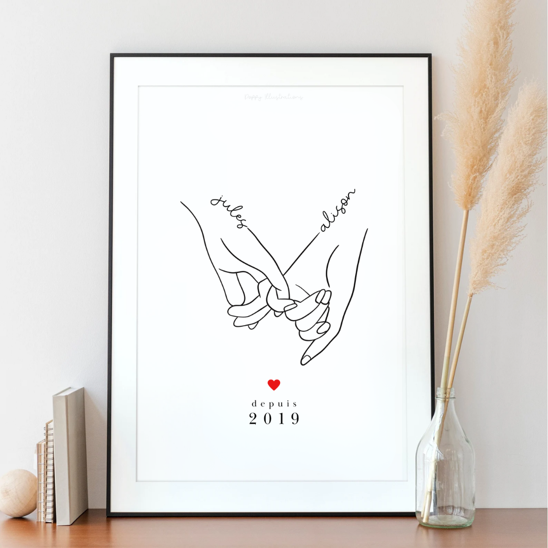 Illustration personnalisée - Mains liées