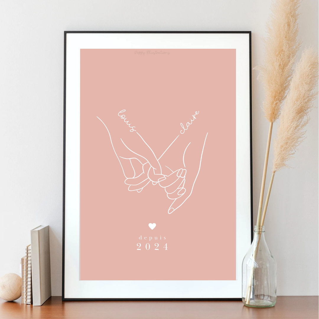 Illustration personnalisée - Mains liées
