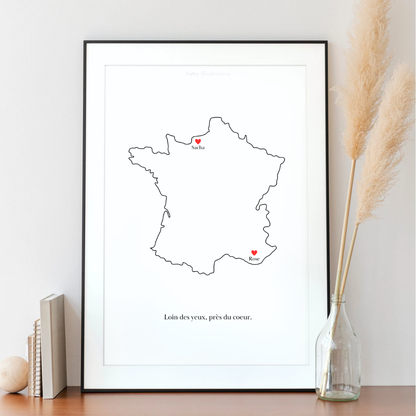 Illustration personnalisée - Loin des yeux, près du coeur
