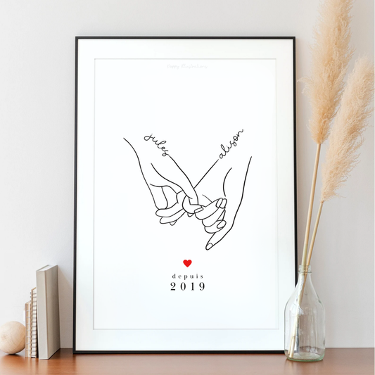 Illustration personnalisée - Mains liées