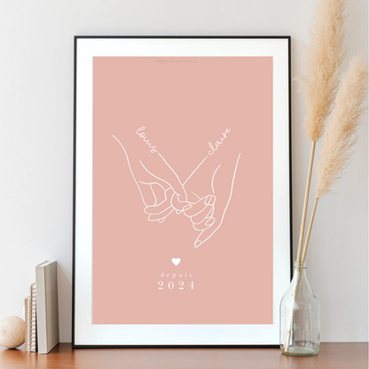 Illustration personnalisée - Mains liées