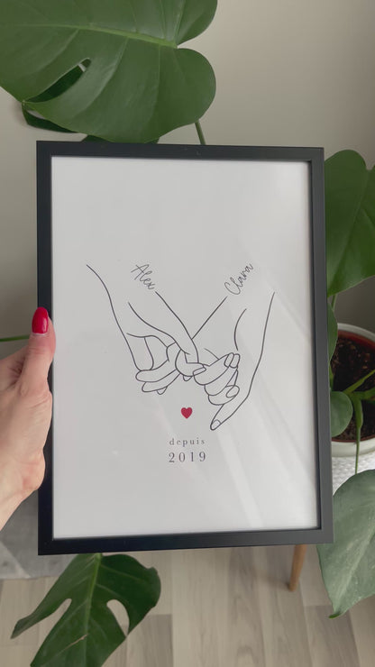 Illustration personnalisée - Mains liées
